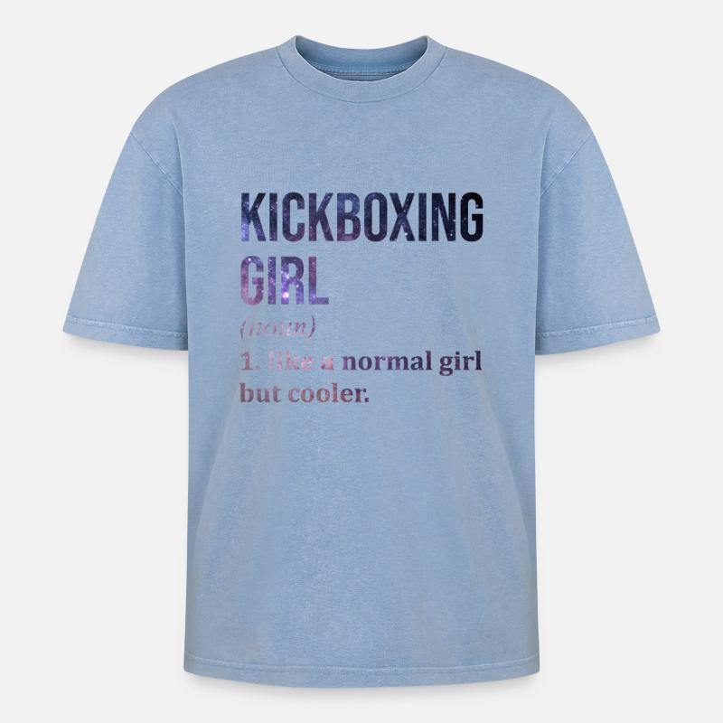 Kickboxen - Oversized Unisex Premium Acid-Washed T-Shirt - Blau Acid Wash