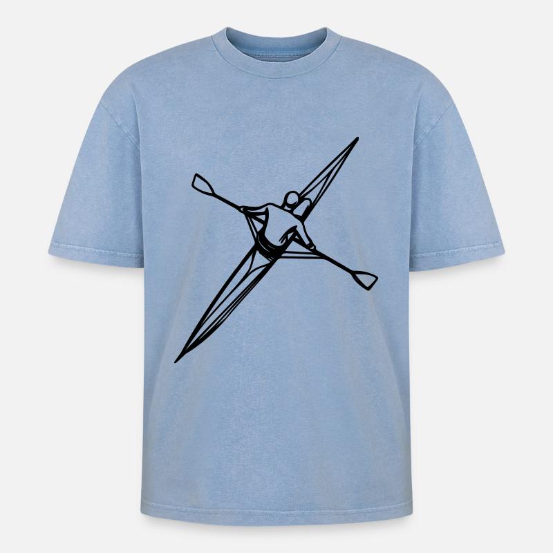 Ruderer - Oversized Unisex Premium Acid-Washed T-Shirt - Blau Acid Wash