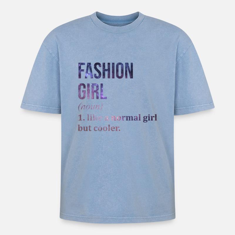 Mode - Oversized Unisex Premium Acid-Washed T-Shirt - Blau Acid Wash
