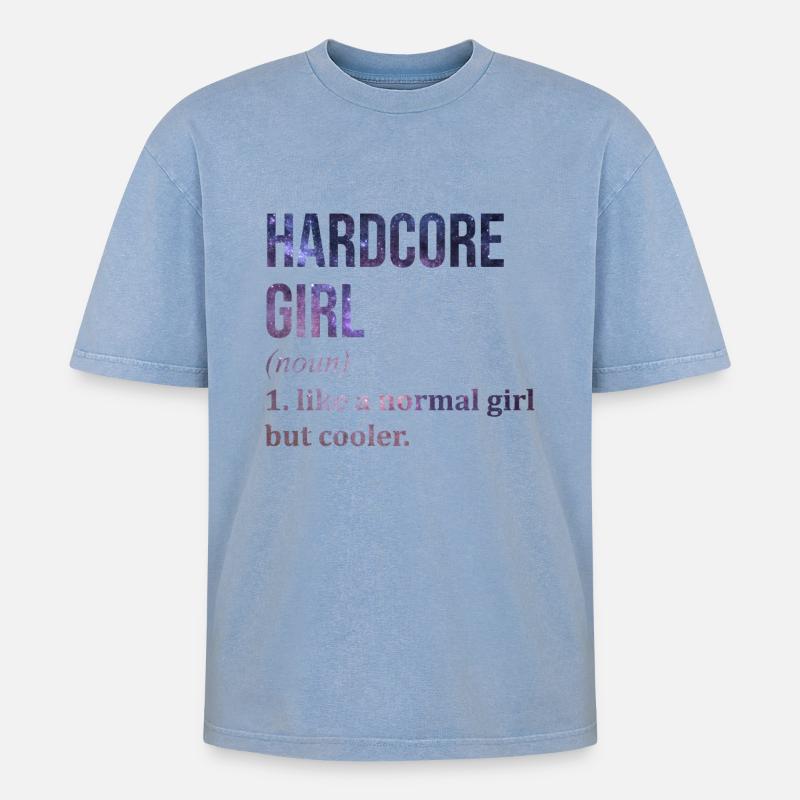 Hardcore - Oversized Unisex Premium Acid-Washed T-Shirt - acid washed blue