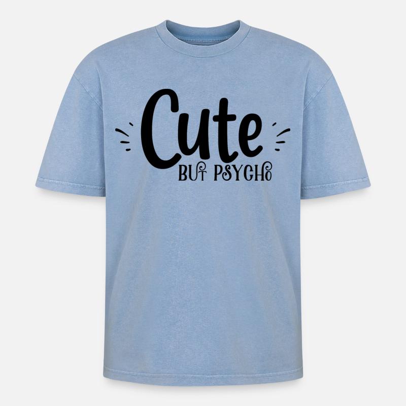 mignon mais psyché - T-shirt Premium unisexe oversize acid-washed - bleu délavé acide