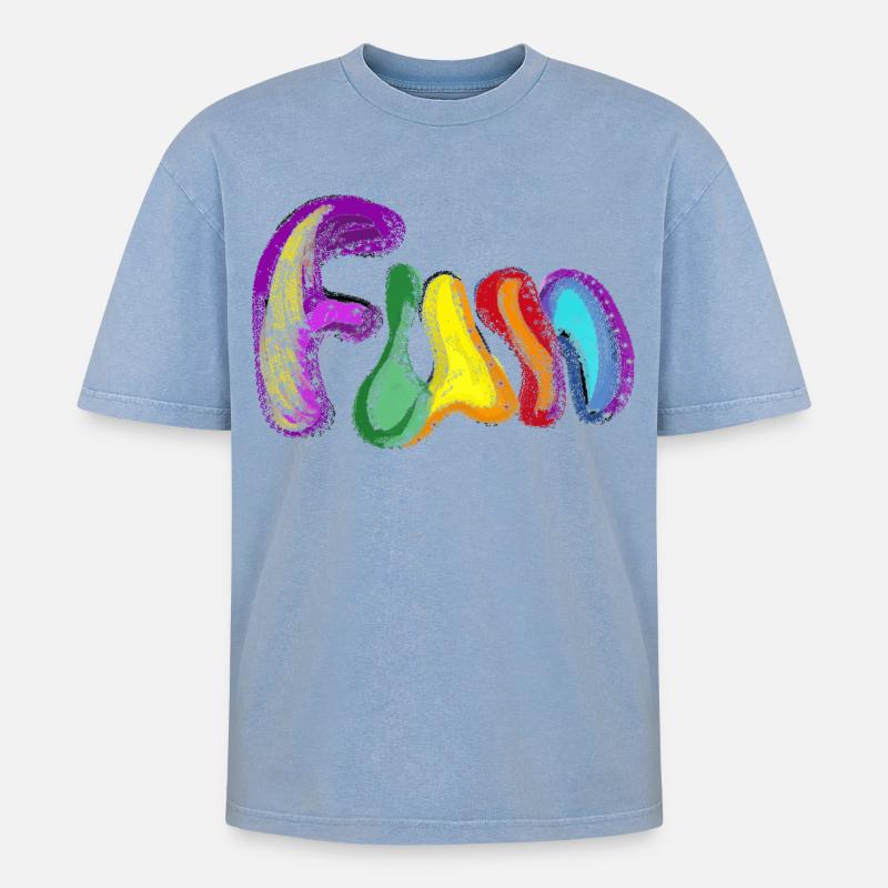 FUN - Oversized Unisex Premium Acid-Washed T-Shirt - Blau Acid Wash