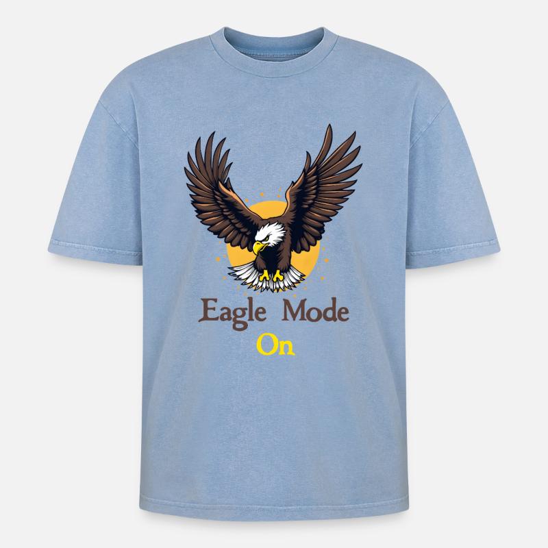 Eagle Mode : On - Oversized Unisex Premium Acid-Washed T-Shirt - Blau Acid Wash