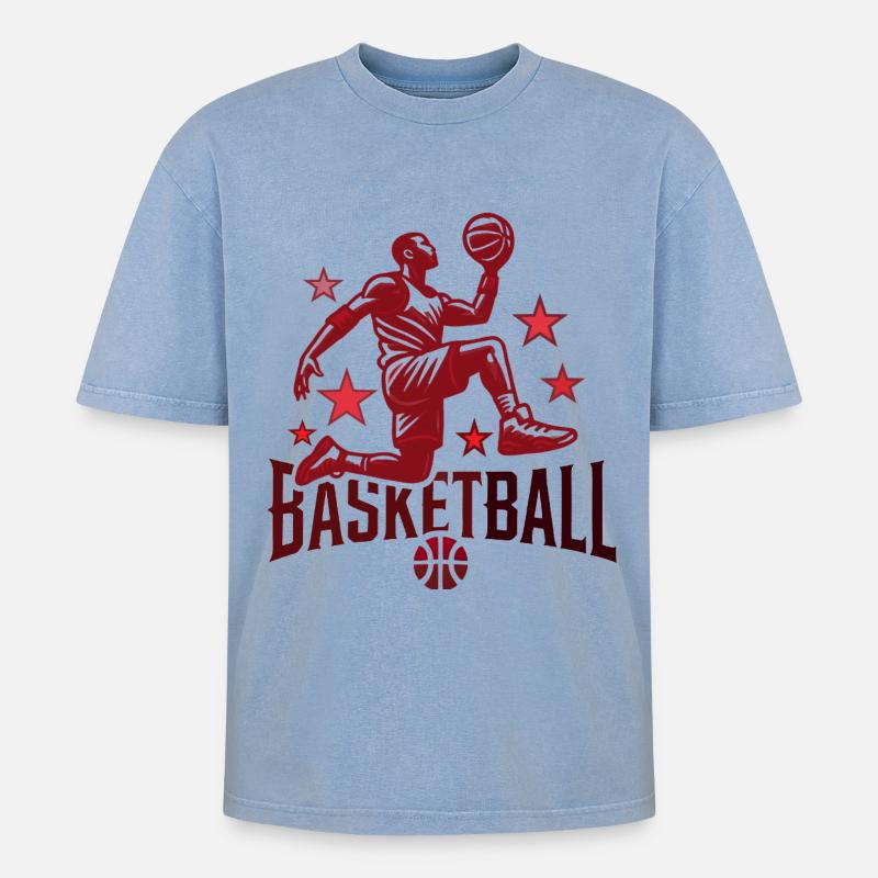 Conception de basket-ball - T-shirt Premium unisexe oversize acid-washed - bleu délavé acide