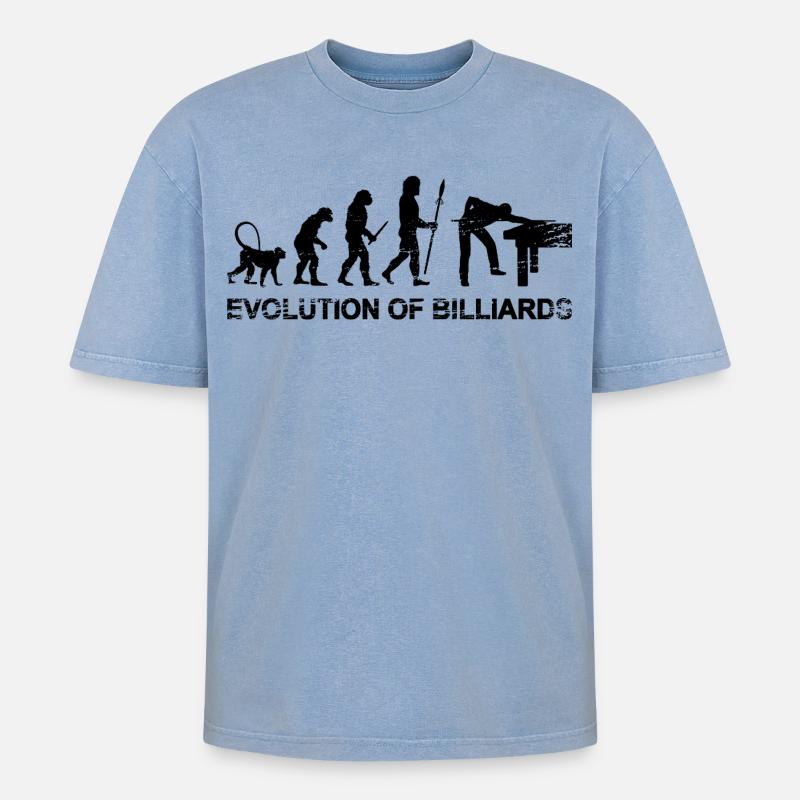 Billard Evolution - Oversized Unisex Premium Acid-Washed T-Shirt - Blau Acid Wash