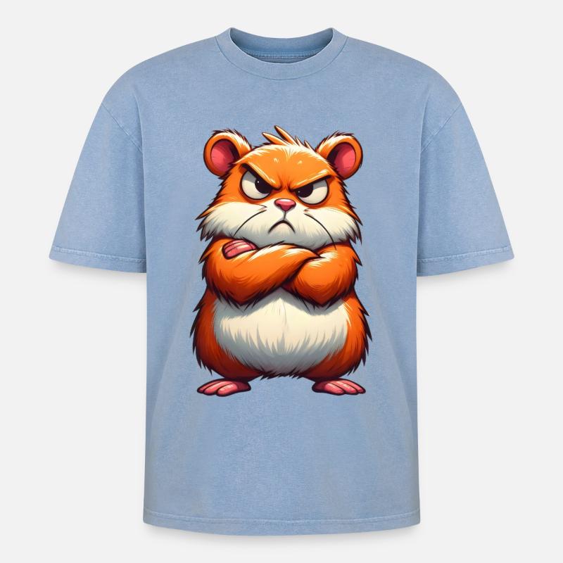 Grumpy hamster disgruntled - Oversized Unisex Premium Acid-Washed T-Shirt - acid washed blue