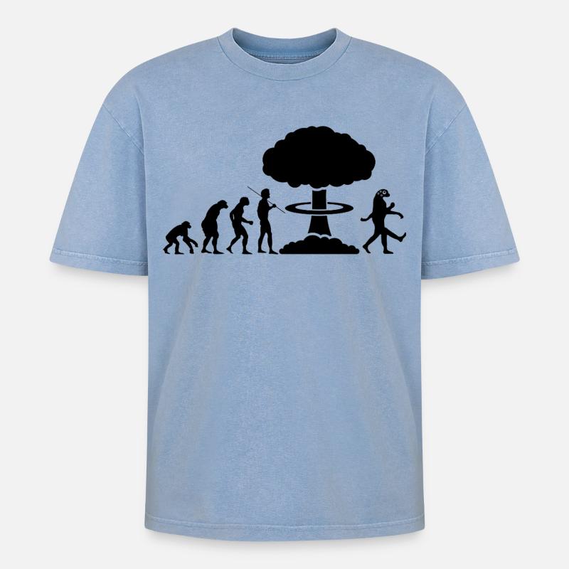 évolution nucléaire - T-shirt Premium unisexe oversize acid-washed - bleu délavé acide