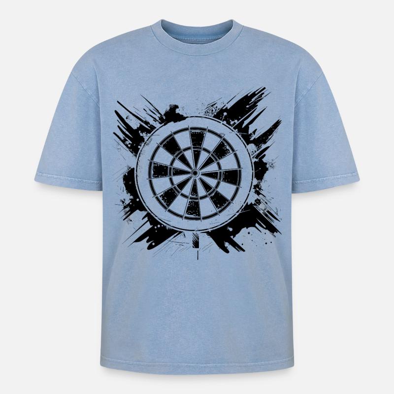 Dartscheibe - Oversized Unisex Premium Acid-Washed T-Shirt - Blau Acid Wash