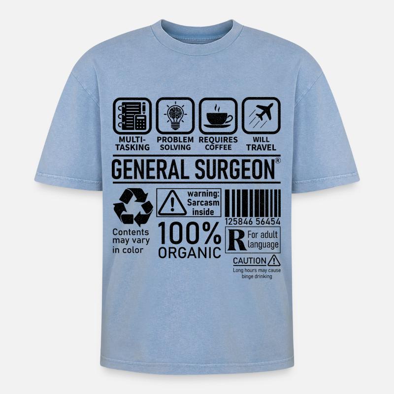 General Surgeon multi tasking problem solving - Oversized Unisex Premium Acid-Washed T-Shirt - Blau Acid Wash