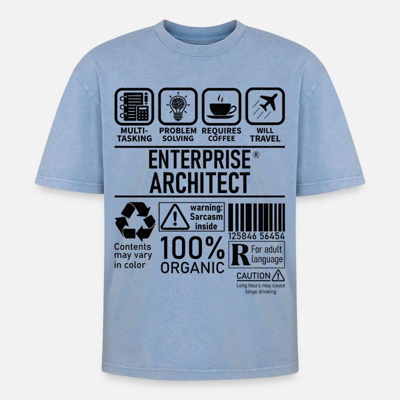 Enterprise Architect multi tasking problem solving - Oversized Unisex Premium Acid-Washed T-Shirt - Blau Acid Wash