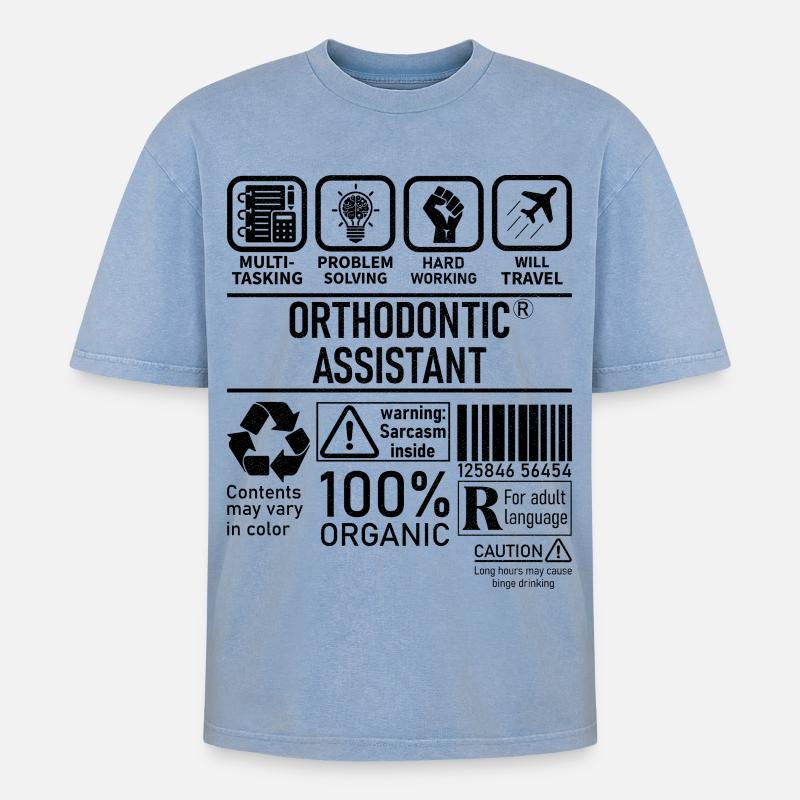 Orthodontic Assistant multi tasking problem - Oversized Unisex Premium Acid-Washed T-Shirt - Blau Acid Wash
