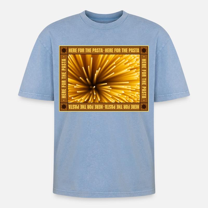 Spaghetti Focus Retro Frame - Oversized Unisex Premium Acid-Washed T-Shirt - acid washed blue