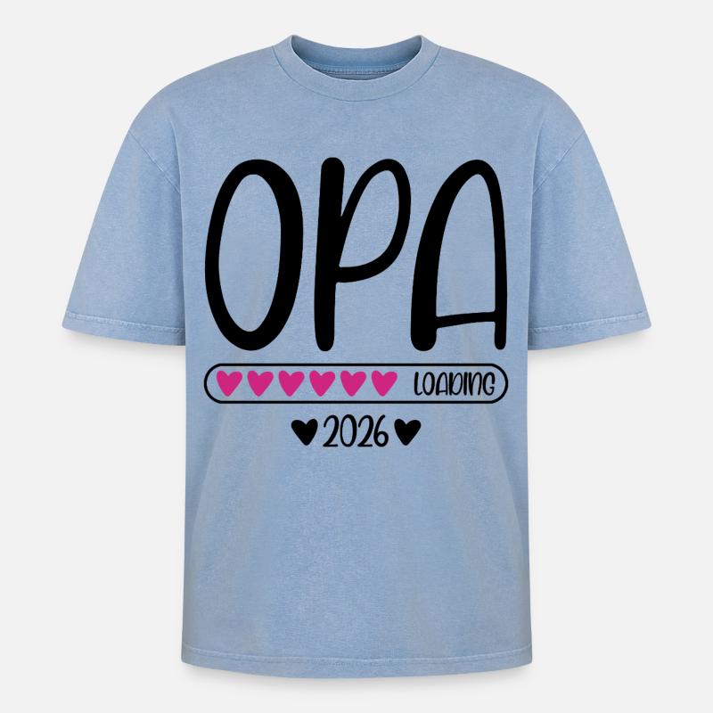 Opa 2026 loading - Oversized Unisex Premium Acid-Washed T-Shirt - Blau Acid Wash