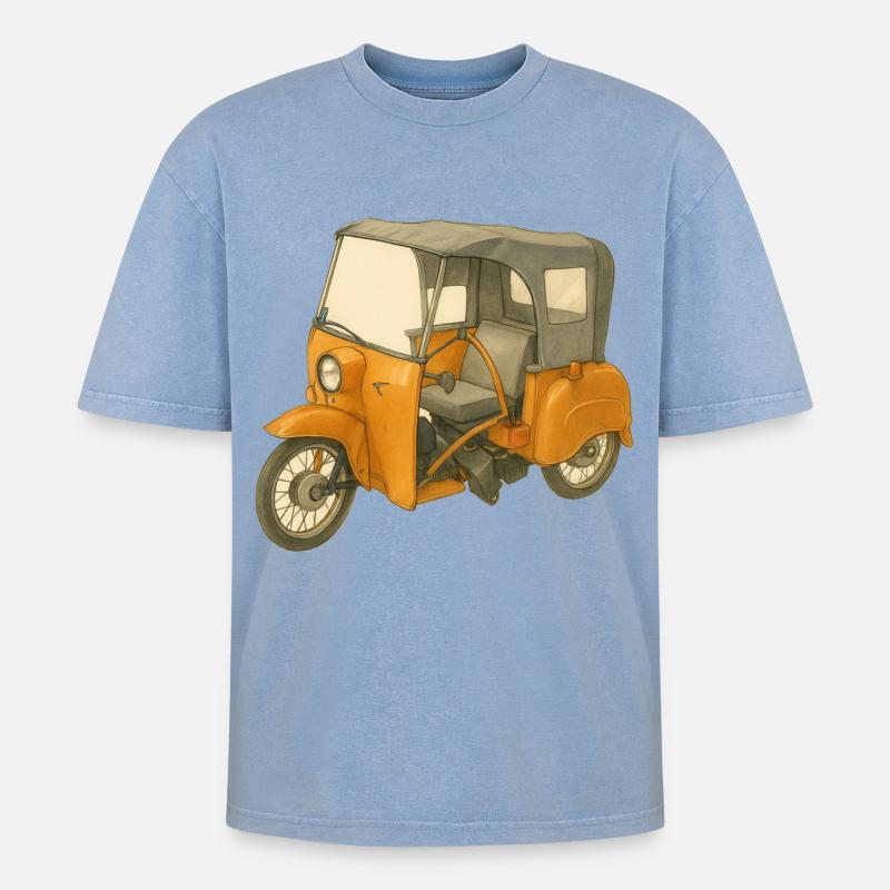 Krause Duo als Comic - Oversized Unisex Premium Acid-Washed T-Shirt - Blau Acid Wash