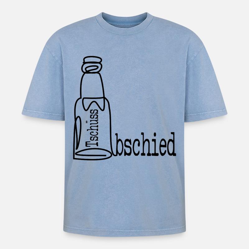 ABSCHIEDSPARTY ABSCHIED BIER - Oversized Unisex Premium Acid-Washed T-Shirt - Blau Acid Wash