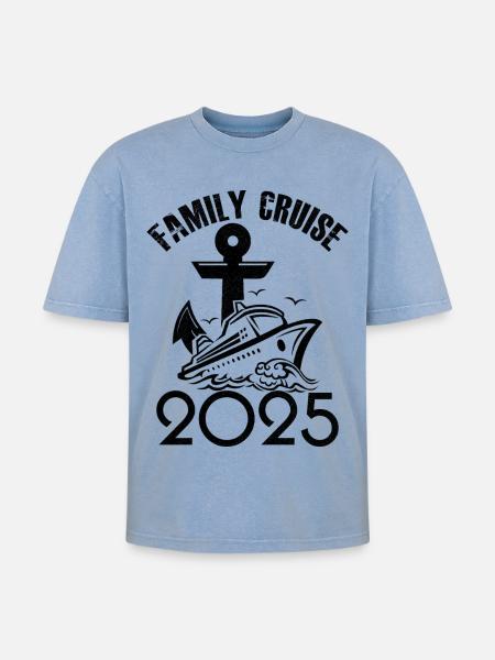 Family cruise 2025 - Oversized Unisex Premium Acid-Washed T-Shirt - acid washed blue
