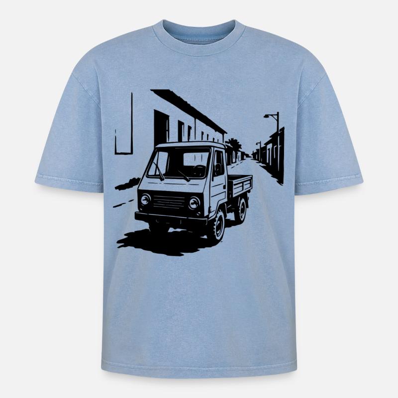 Multifunktionskraft Retro - Oversized Unisex Premium Acid-Washed T-Shirt - Blau Acid Wash