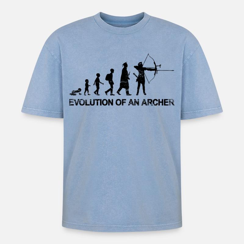 Évolution d’un archer - T-shirt Premium unisexe oversize acid-washed - bleu délavé acide
