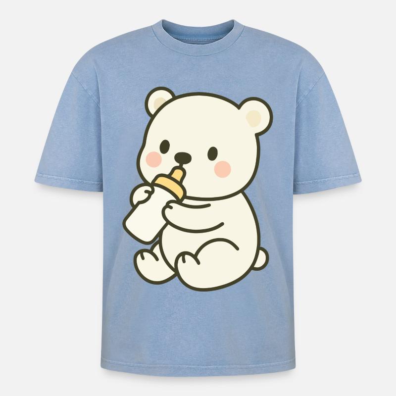 Milchzeit im Eis - Oversized Unisex Premium Acid-Washed T-Shirt - Blau Acid Wash