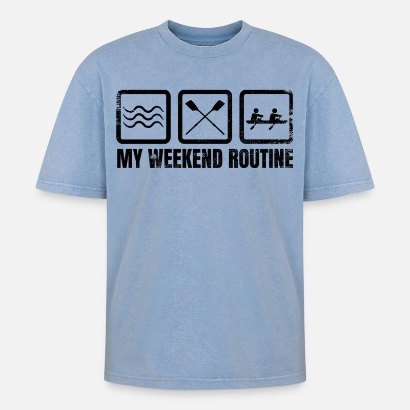 My Weekend Routine - Oversized Unisex Premium Acid-Washed T-Shirt - acid washed blue
