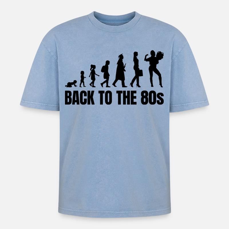 80s Evolution - Oversized Unisex Premium Acid-Washed T-Shirt - acid washed blue