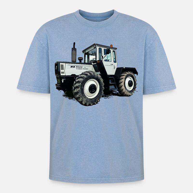 Ackerlegende in Grau - Oversized Unisex Premium Acid-Washed T-Shirt - Blau Acid Wash