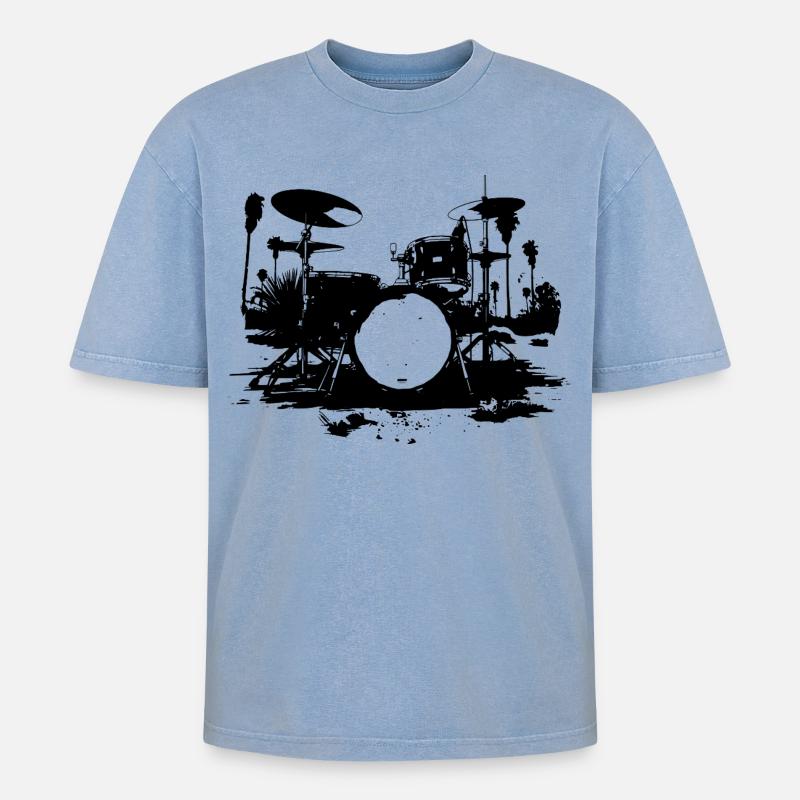 Percussion - Oversized Unisex Premium Acid-Washed T-Shirt - acid washed blue