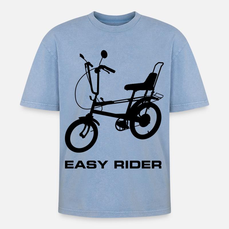 Chopper-Design. - Oversized Unisex Premium Acid-Washed T-Shirt - Blau Acid Wash