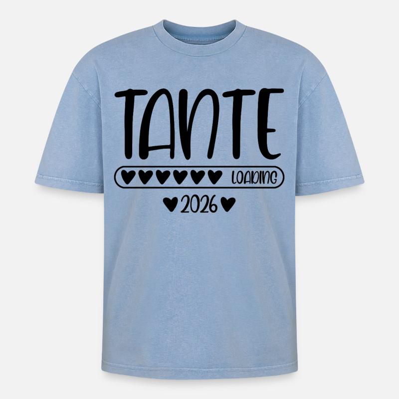 Tante 2026 loading - Oversized Unisex Premium Acid-Washed T-Shirt - Blau Acid Wash
