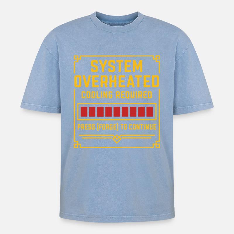 Surchauffe du système – Forge Tee - T-shirt Premium unisexe oversize acid-washed - bleu délavé acide