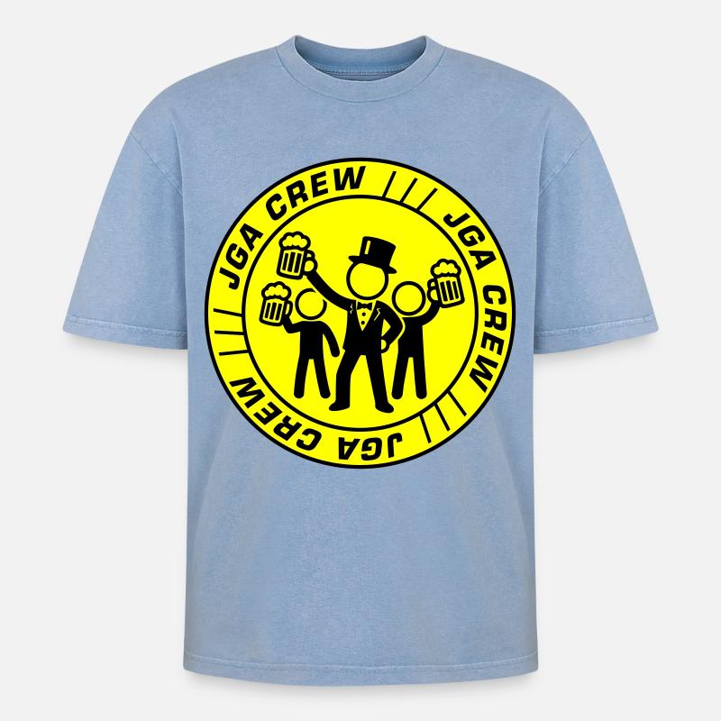 JGA Crew Logo Design - Oversized Unisex Premium Acid-Washed T-Shirt - Blau Acid Wash