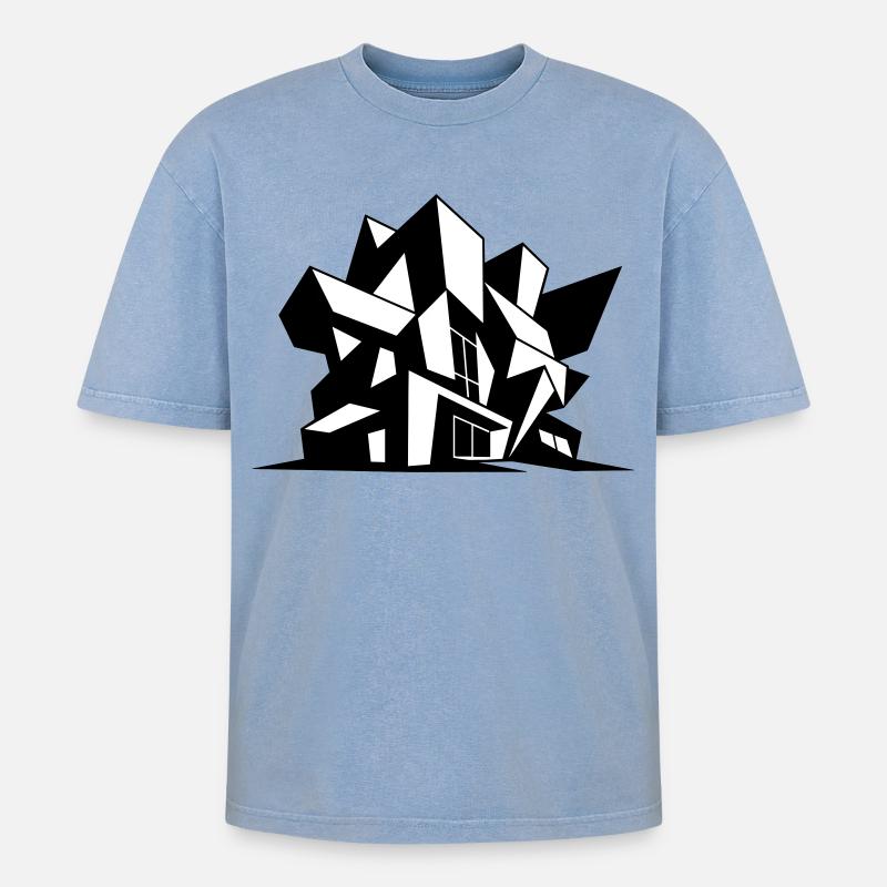 Brutalisme Architecture - T-shirt Premium unisexe oversize acid-washed - bleu délavé acide