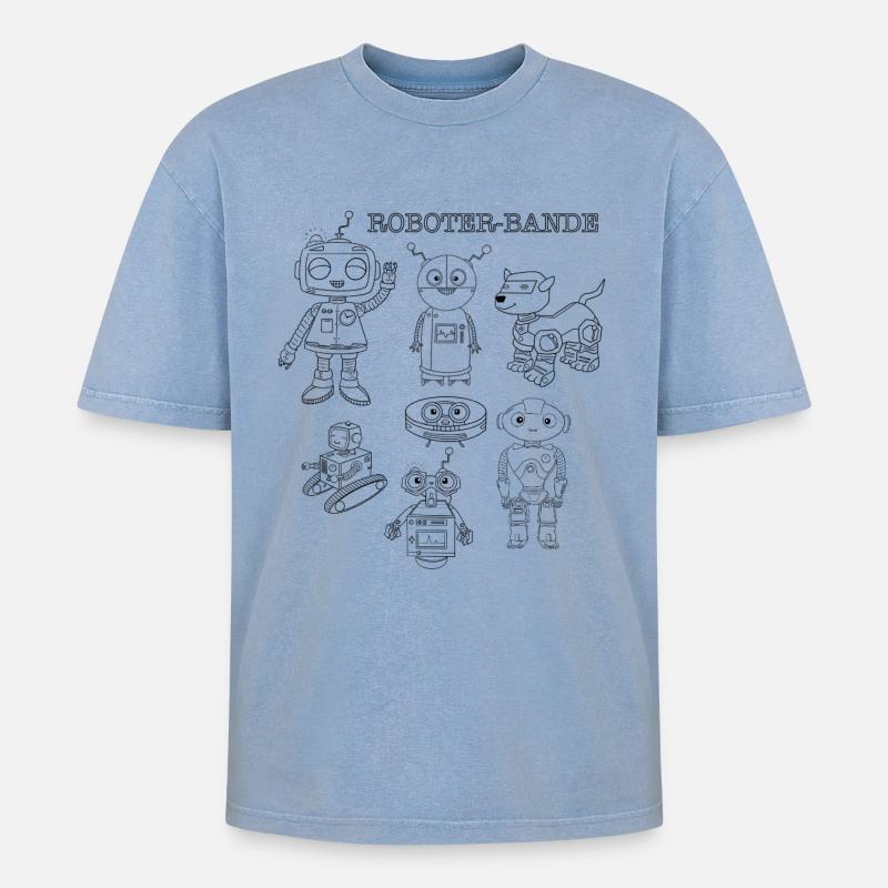 Plus de robots, plus de plaisir - T-shirt Premium unisexe oversize acid-washed - bleu délavé acide
