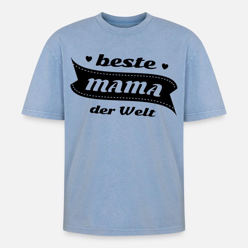 Die beste Mama der Welt - Oversized Unisex Premium Acid-Washed T-Shirt - Blau Acid Wash
