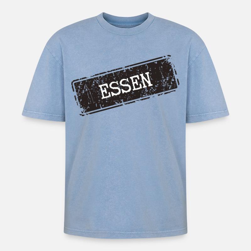 Essen Küchenmotif mit rustikaler Note - Oversized Unisex Premium Acid-Washed T-Shirt - Blau Acid Wash