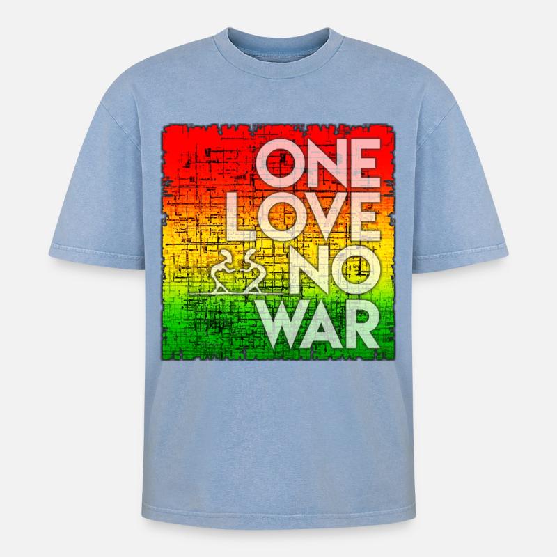 Friedens-Statement im Regenbogen-Design - Oversized Unisex Premium Acid-Washed T-Shirt - Blau Acid Wash