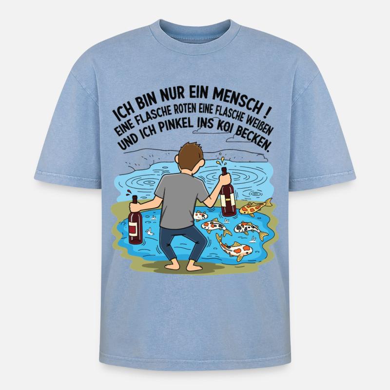 5821 - Oversized Unisex Premium Acid-Washed T-Shirt - Blau Acid Wash