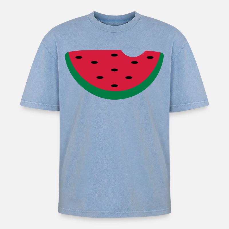 Melone - Oversized Unisex Premium Acid-Washed T-Shirt - Blau Acid Wash