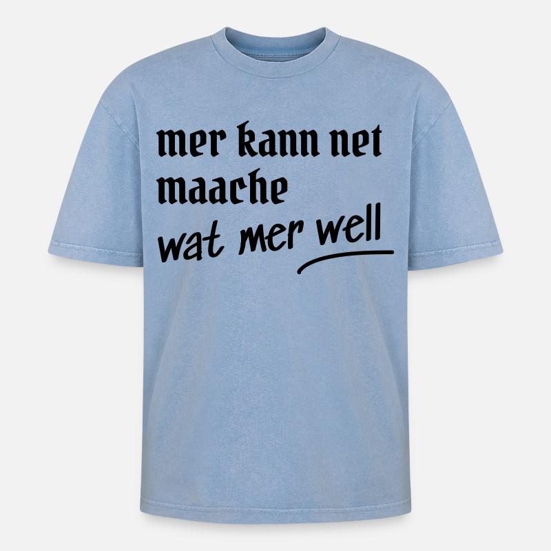 Kölsche Spruch Design Geschenk - Oversized Unisex Premium Acid-Washed T-Shirt - Blau Acid Wash