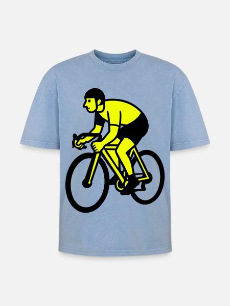 Neonrad Silhouette Radfahrer - Oversized Unisex Premium Acid-Washed T-Shirt - Blau Acid Wash