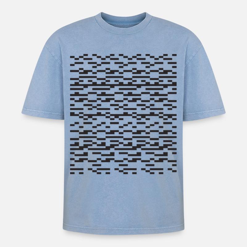 Noir Stripe pixeliges Glitch Grid - Oversized Unisex Premium Acid-Washed T-Shirt - Blau Acid Wash