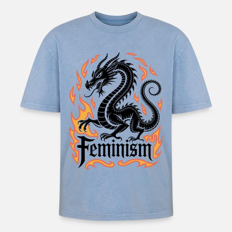 Flame Ring Fire Frame - Oversized Unisex Premium Acid-Washed T-Shirt - acid washed blue