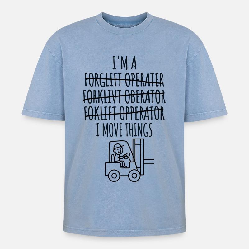 Staplerfahrer Gabelstaplerfahrer, Stapler Lagerist - Oversized Unisex Premium Acid-Washed T-Shirt - Blau Acid Wash