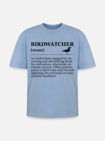 Birdwatcher Definition - Birdwatching - Oversized Unisex Premium Acid-Washed T-Shirt - acid washed blue