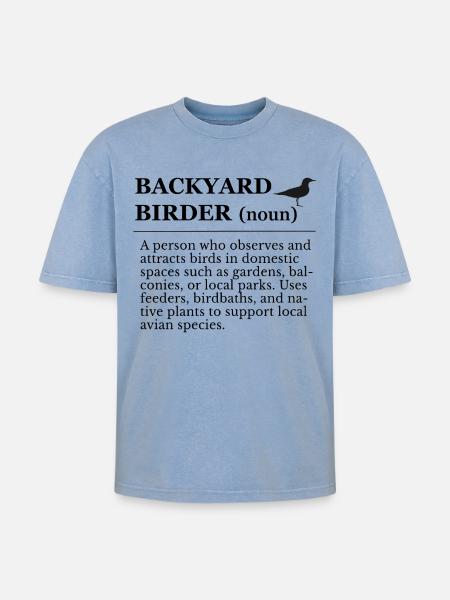 Bird watching in the garden - Oversized Unisex Premium Acid-Washed T-Shirt - acid washed blue