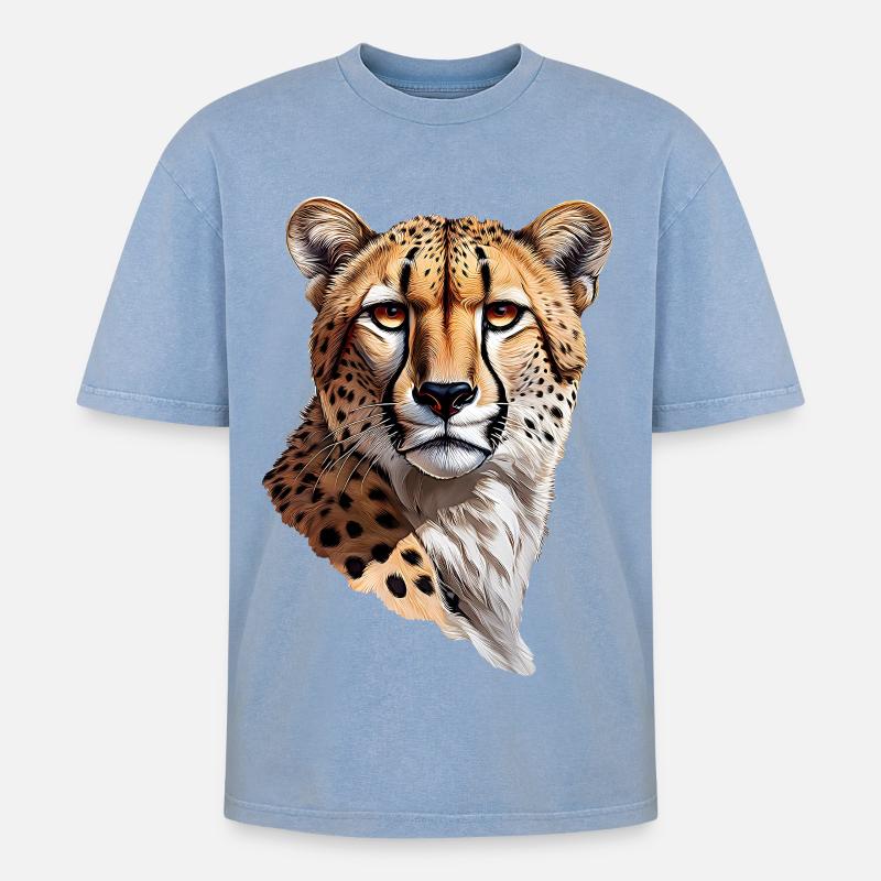 Guépard - T-shirt Premium unisexe oversize acid-washed - bleu délavé acide