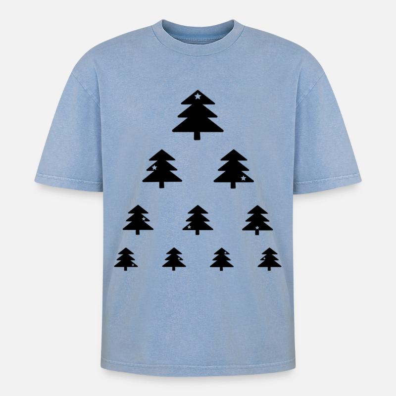 Weihnachtsbaum Sehtest - Oversized Unisex Premium Acid-Washed T-Shirt - Blau Acid Wash