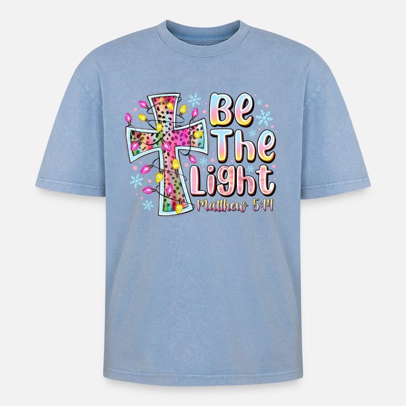 Sei das Lichtkreuz-Prisma - Oversized Unisex Premium Acid-Washed T-Shirt - Blau Acid Wash