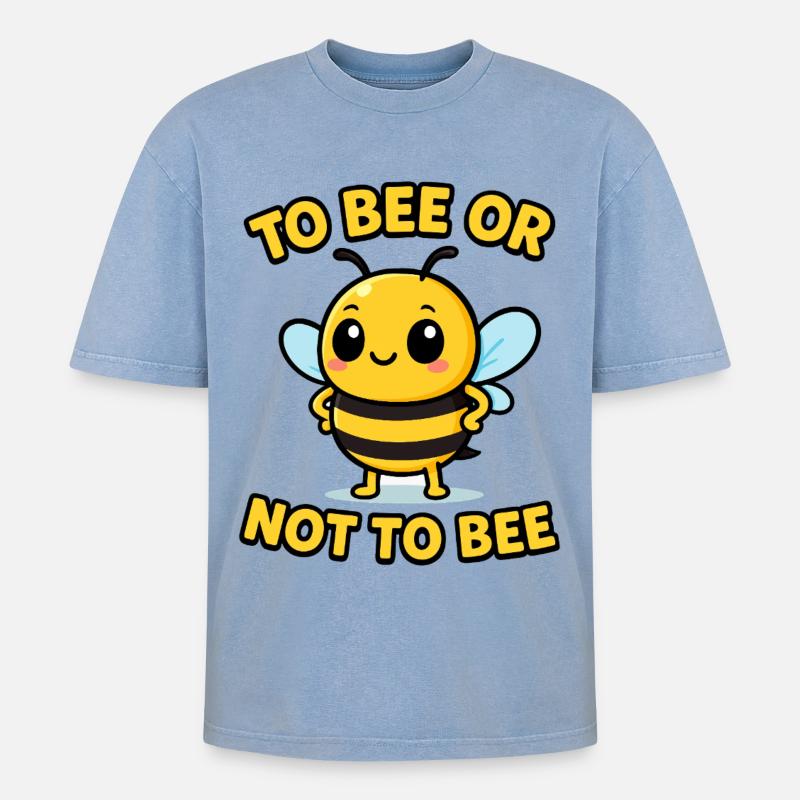 Biene oder nicht Biene - Oversized Unisex Premium Acid-Washed T-Shirt - Blau Acid Wash