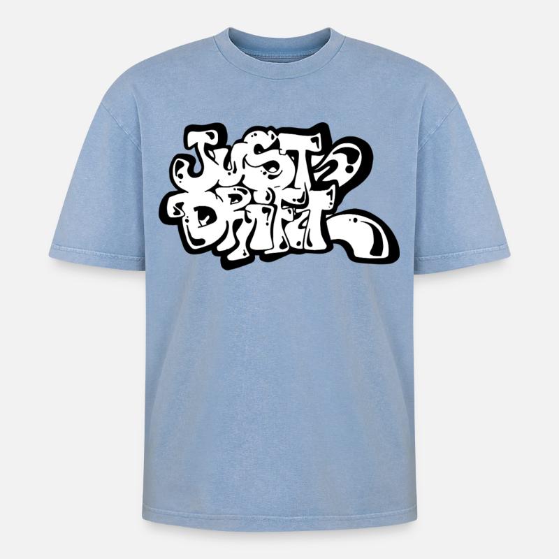 Just Drift - Oversized Unisex Premium Acid-Washed T-Shirt - Blau Acid Wash